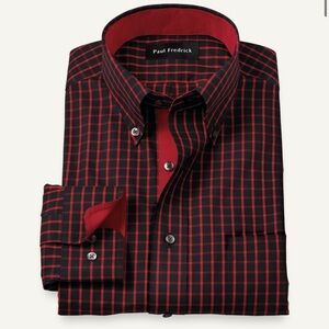 Paul Fredrick Black and Red Windowpane Dress Shirt